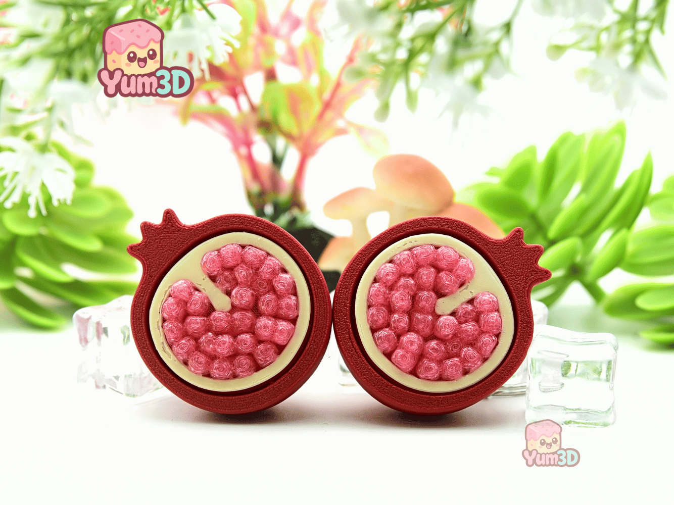 👌 Yum3D Clicky Pomegranate Fidget Clicker Keychain - Cute
